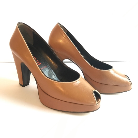 Miu Miu Shoes - Vintage Miu Miu Platform Chunky Heels Peep Toe
